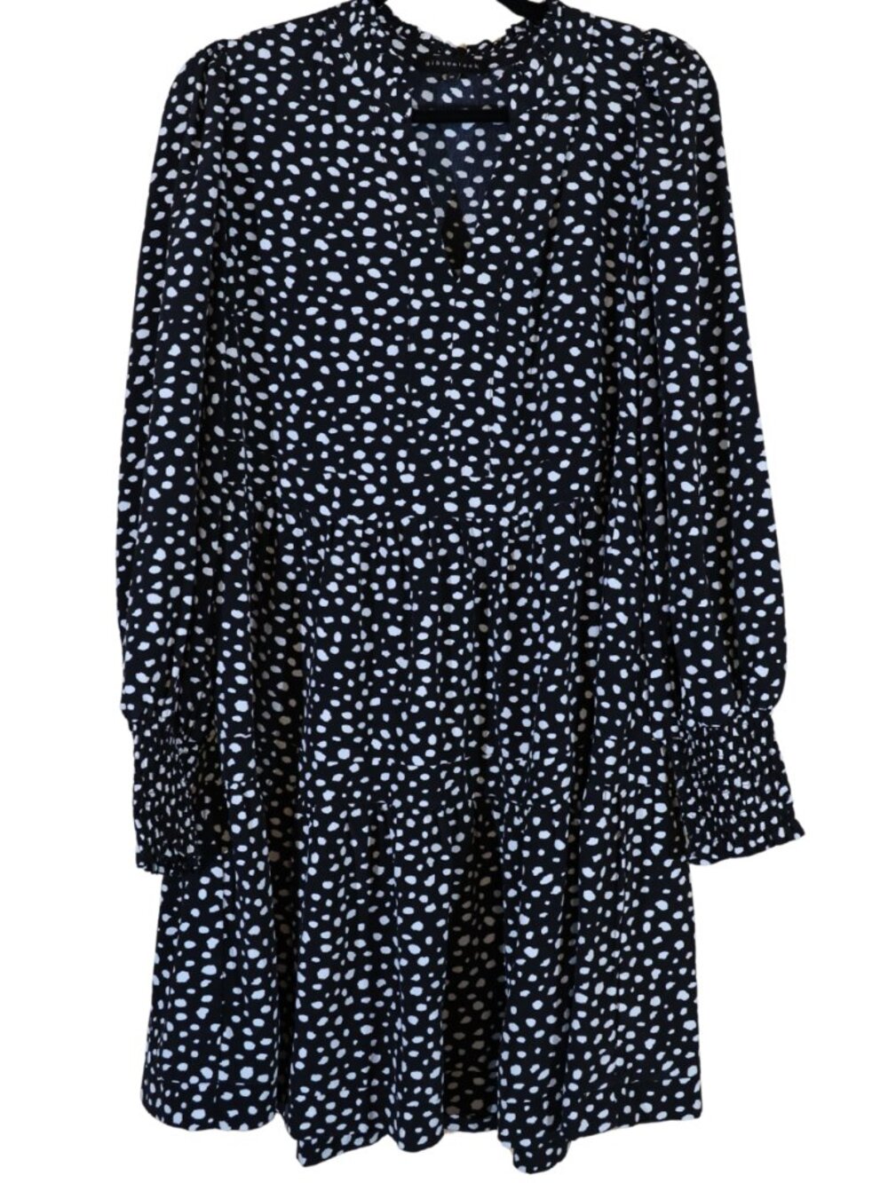 Gibsonlook Jennifer Smocked Cuff Tiered Dress Medium